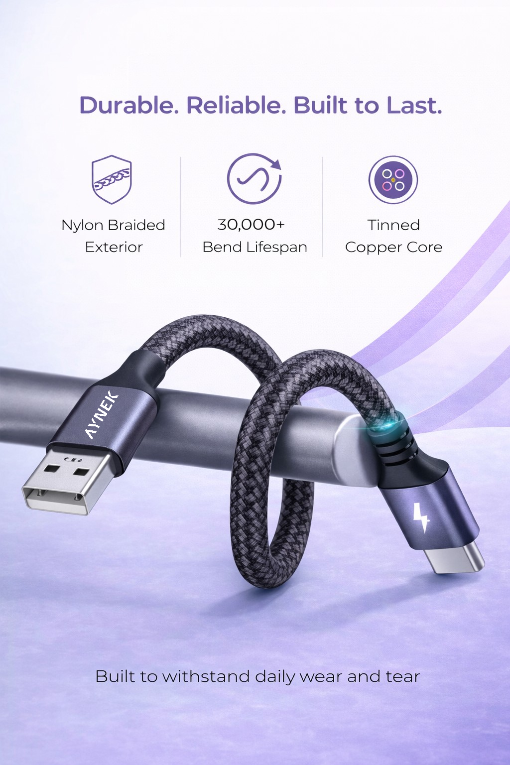 AYNEK USB-A to USB-C Cable (USB 3.0, 2M)